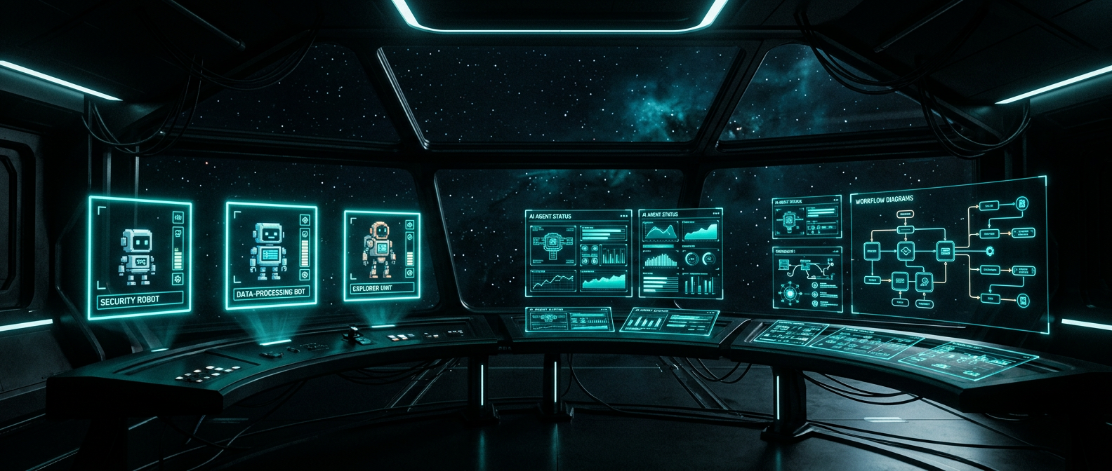 AI Agent Dashboard showing multi-agent system