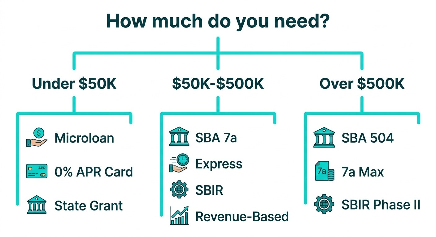 Infographic: Complete AI and automation financing comparison showing ten funding options arranged by investment size, from 0% APR credit cards for under $5K to SBA 504 loans for $100K+ investments, with approval speed and interest rate ranges Infographic: Complete AI and automation financing comparison showing ten funding options arranged by investment size, from 0% APR credit cards for under $5K to SBA 504 loans for $100K+ investments, with approval speed and interest rate ranges