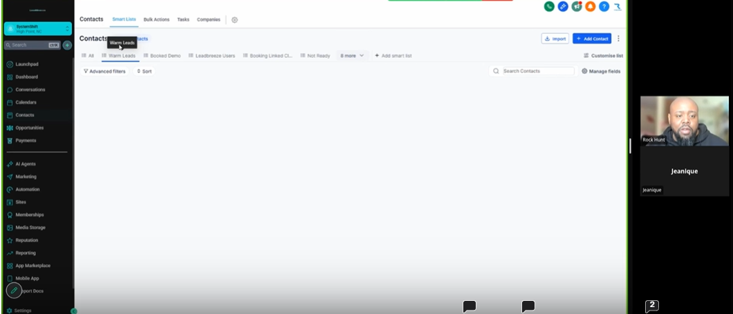 Initial discovery call with Jeanique — Zoom recording snapshot
