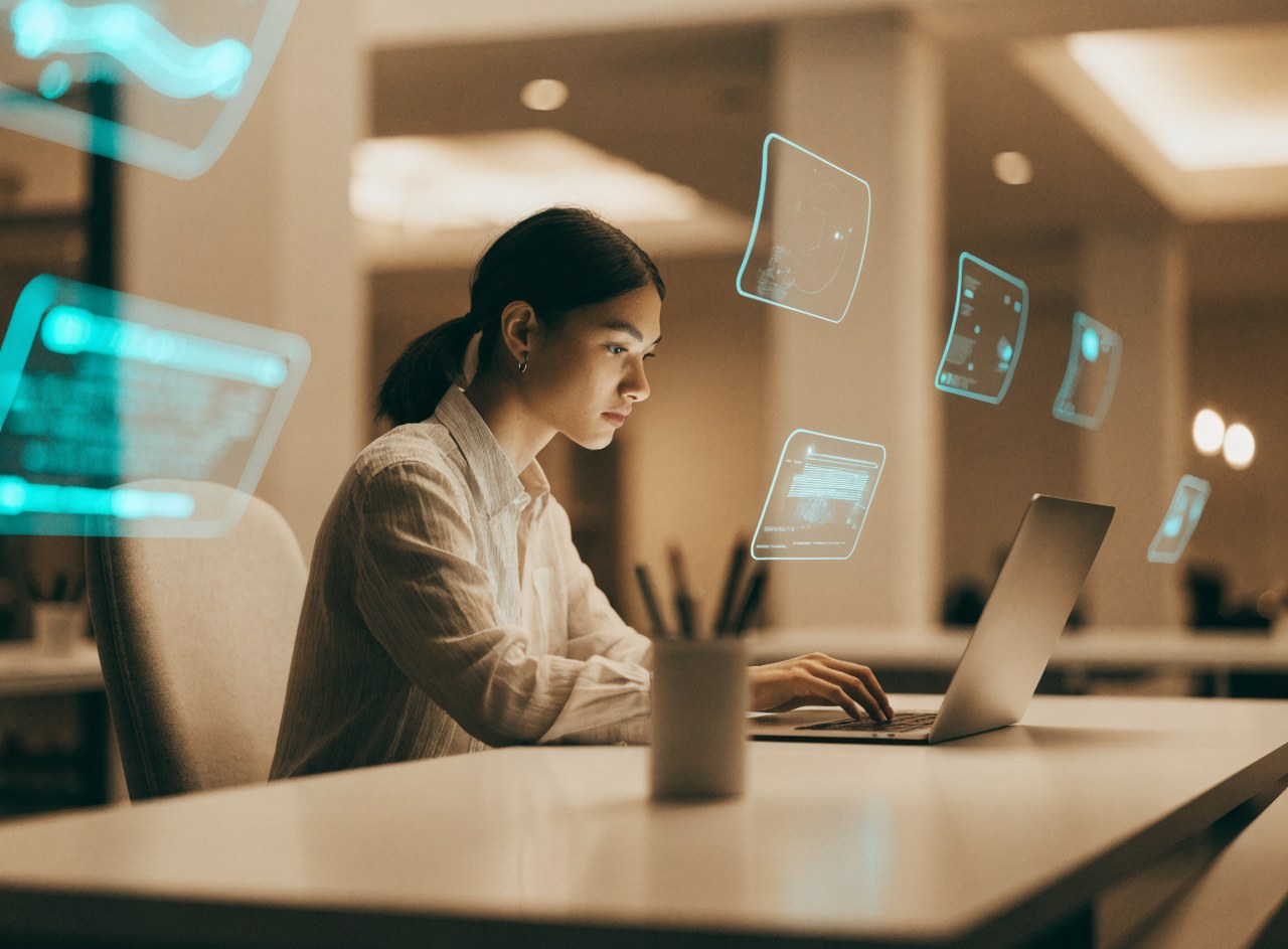 AI agents working autonomously around a focused entrepreneur