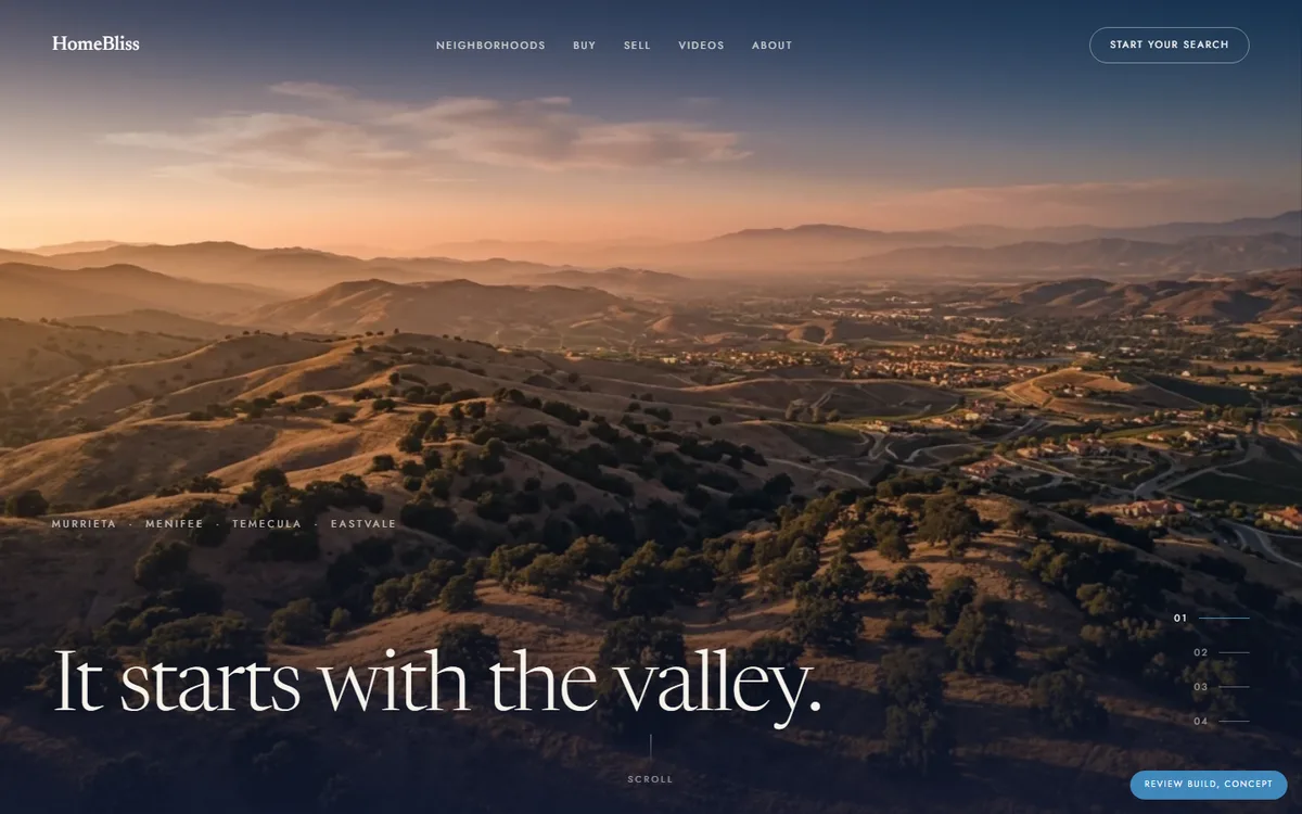 HomeBliss Real Estate concept homepage