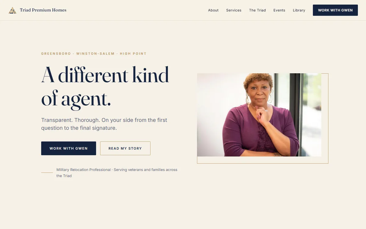 Triad Premium Homes homepage