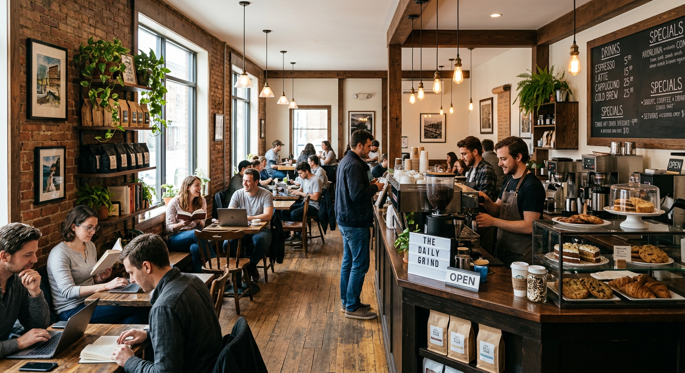 Generic AI image from a vague coffee shop prompt