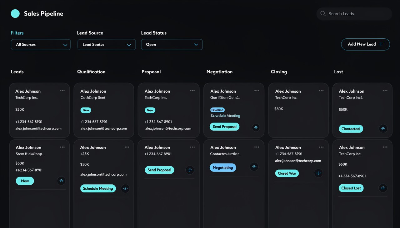 Automated CRM pipeline interface